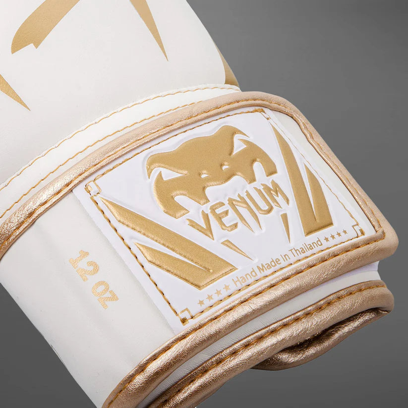 Venum Elite Boxing Gloves - White/Gold 16oz