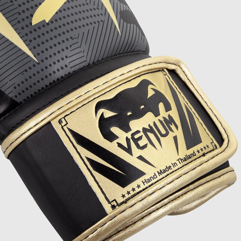 Venum Elite Boxing Gloves - Camo/Gold 16oz