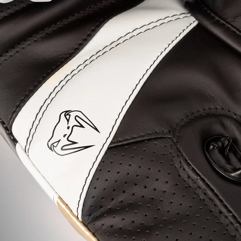 Venum Elite Evo Boxing Gloves - White/Gold/Black 16oz