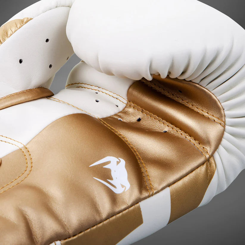Venum Elite Boxing Gloves - White/Gold 16oz