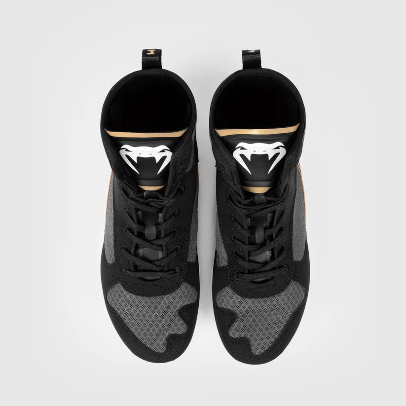 Venum Elite Boxing Shoes | Black/White/Gold