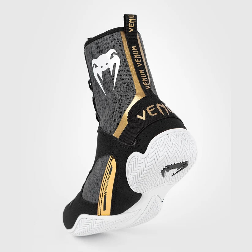 Venum Elite Boxing Shoes | Black/White/Gold