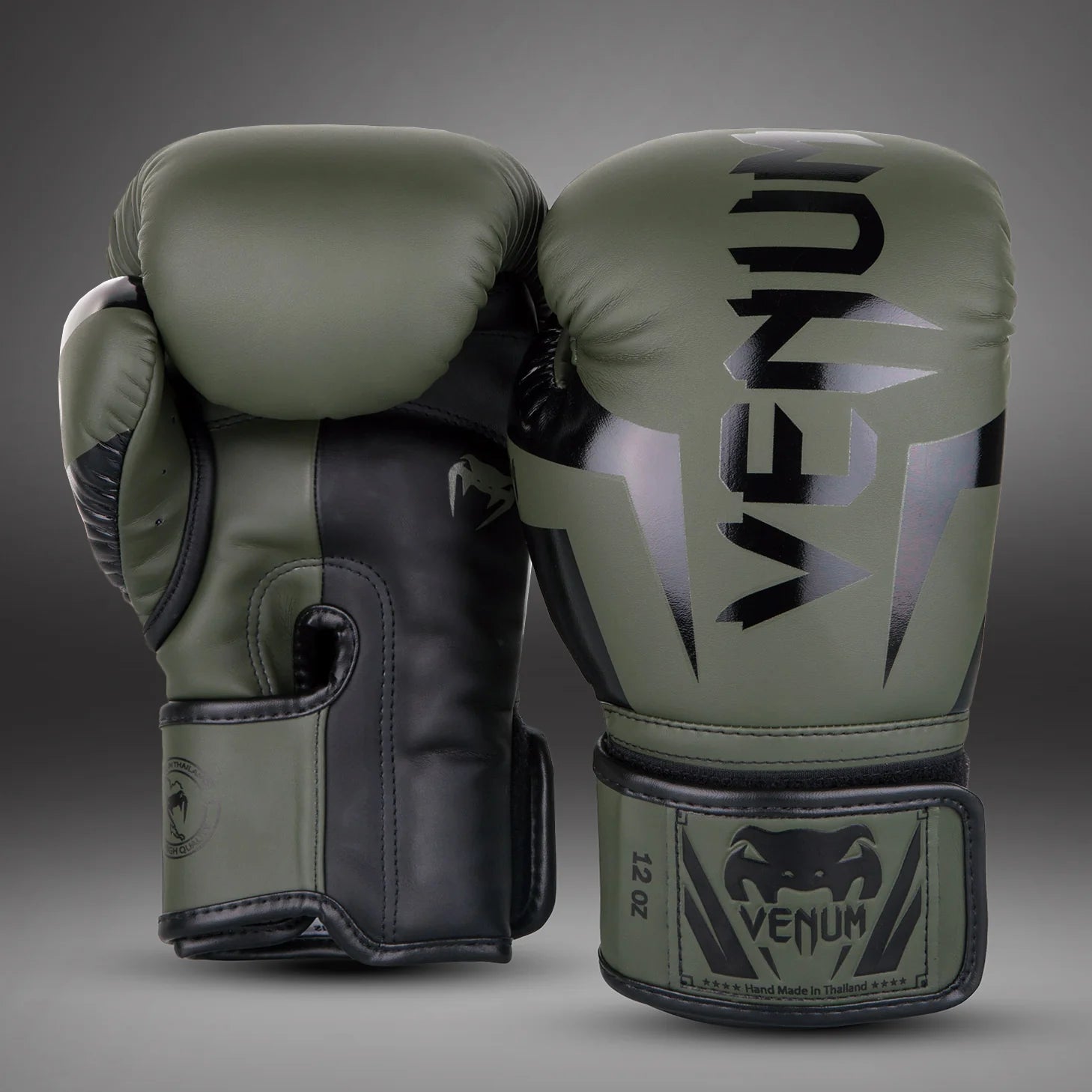 Venum Elite Boxing Gloves - Khaki/Black 16oz