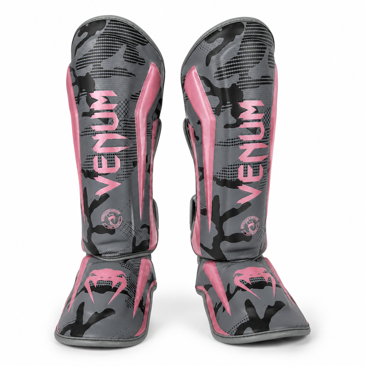 Venum Elite Standup Shinguards - Black/Pink Gold